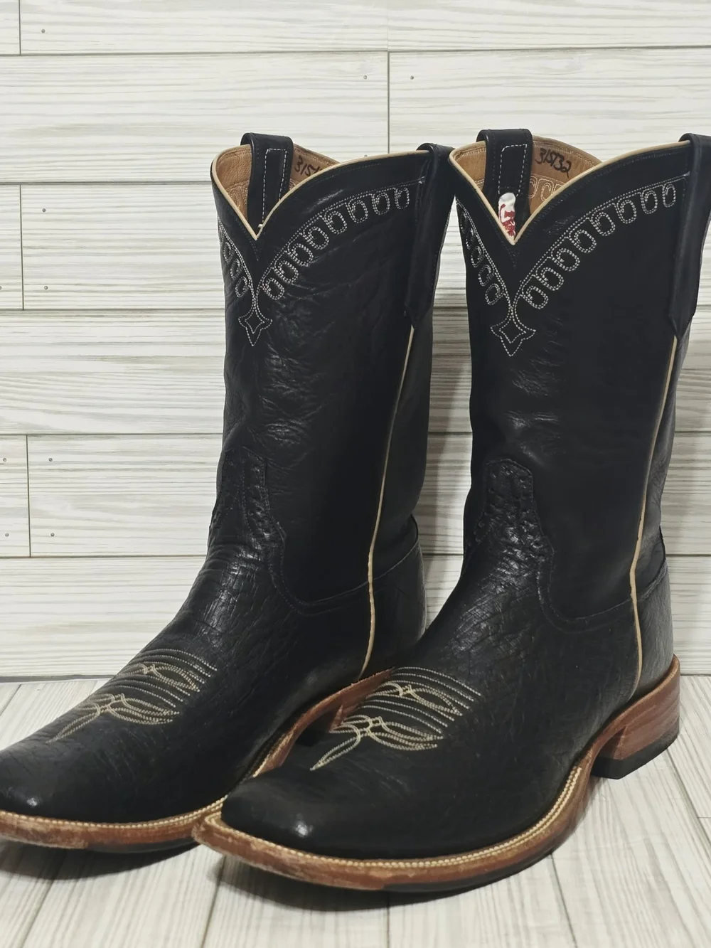 Rios of Mercedes Black Leather Cowboy Boots 9 D